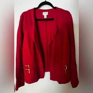 Chico's Vibrant Red Blazer with Gold Accents